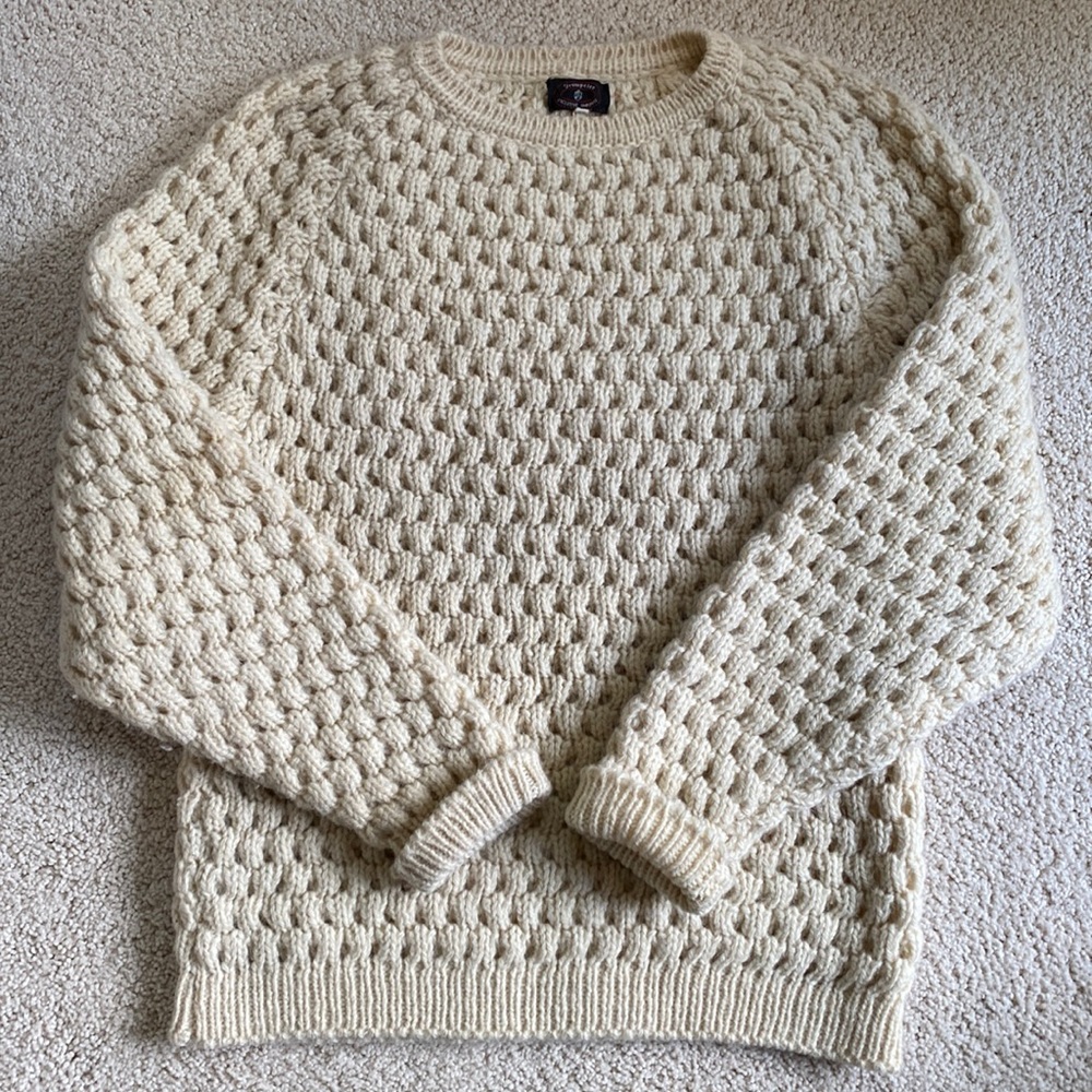 Vintage Men’s Cream Irish Wool Fisherman Sweater